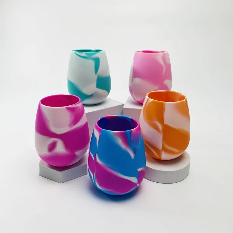 Factory Wholesale Customized Food Grade Mixed Solid Colors Unbreakable Silicone Drinking Water Wine Cup For Travel
