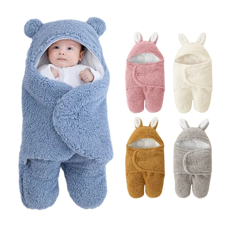 High Quality Winter Baby Cotton Swaddle Sleeping Bag Infant Girl Kids Boy Cute Solid Color Sleep Sack Wearable Baby Blanket