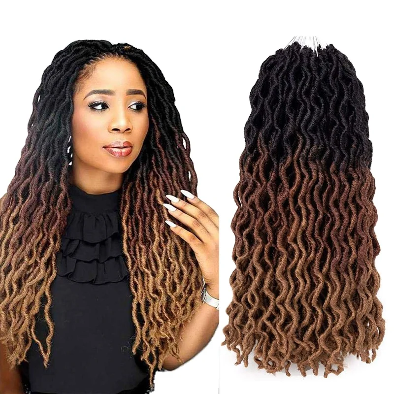 Wholesale 18inch Gypsy locs wavy synthetic braiding gypsy faux locks hair extension braids crochet braid hair
