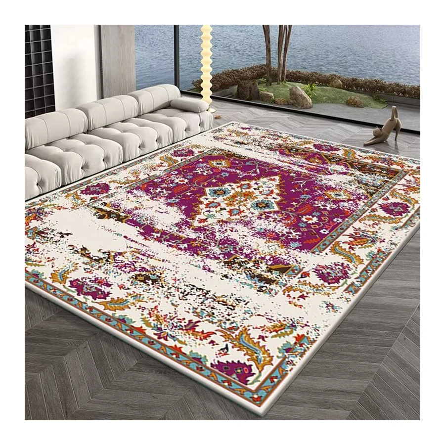 Eco-friend Antimicrobial flower pattern rectangle soft cashmere high end carpets