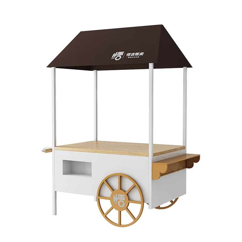 Outdoor Street Mobile Coffee Ice Cream Hand Push Food Kiosk Cart for Sale Mobile Ice Cream Cart on Street