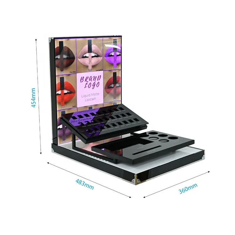 APEX Led Countertop Lipstick Display Stand Makeup Display Stand Cosmetic Store Display Rack With Led Lights
