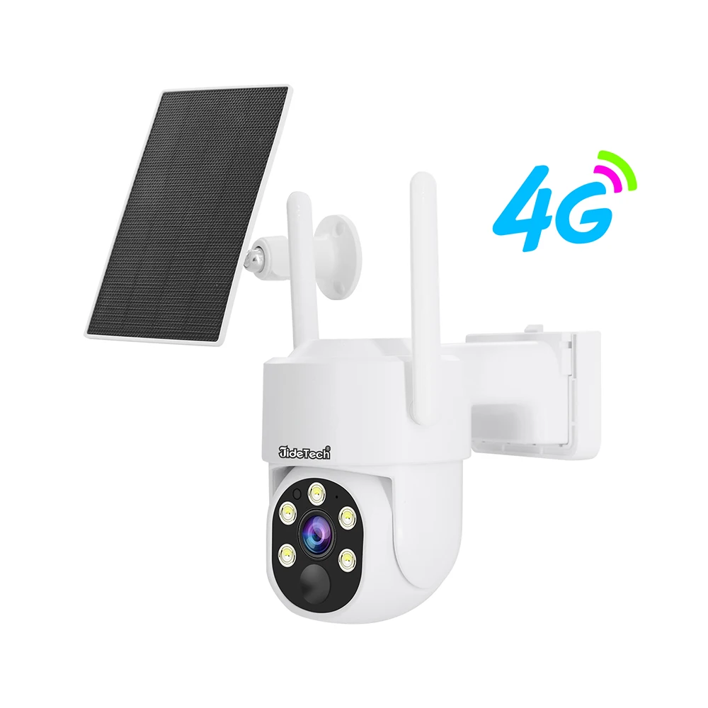 Jidetech 4G 360 панорамная Солнечная камера 4 Мп с 3 Вт солнечной панелью ptz-камера звуковая сигнализация 9000 мАч батарея