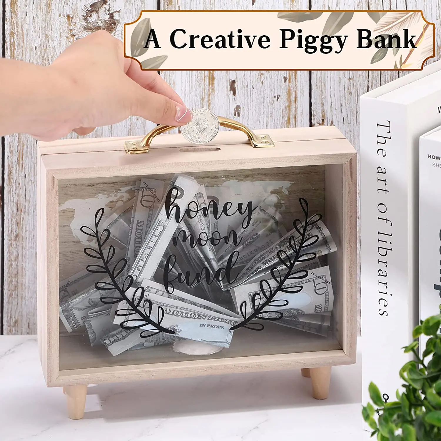 Свадебный медовый месяц денежный ящик копилка для монет прозрачная деревянная взрослых путешествий отпуска подарки детей
