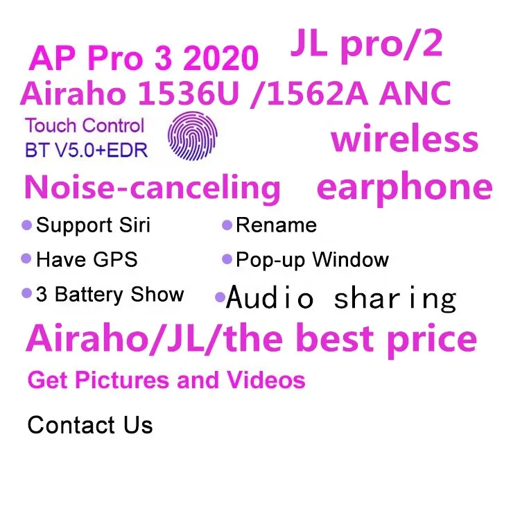 Anc Airoha 1562a 1536u Original Chip Tws 1:1 Gen 2 3 2nd Pods Wholesale Wireless Earphone airpoders pro air 2 3
