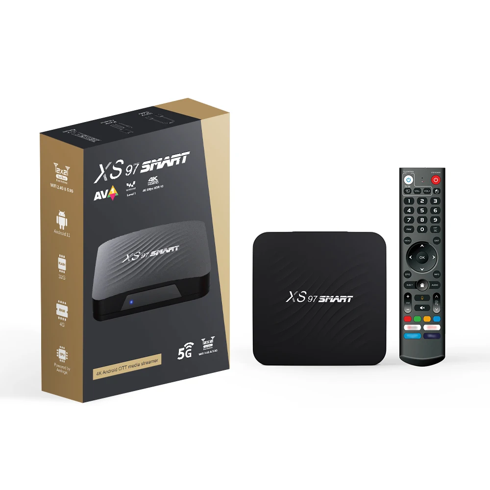 Factory Bestseller XS97 SMART Android 11 4+32GB tv dongle BT 5.0 Amlogic S905Y4 iptv dual WI-FI smart tv box