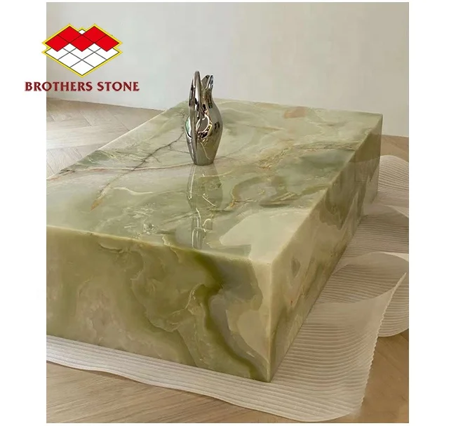 Luxury Backlit Onyx Wall Panel Natural Green Onyx Slabs for Marble background Wall Floors For Table Bathroom marble coffee table
