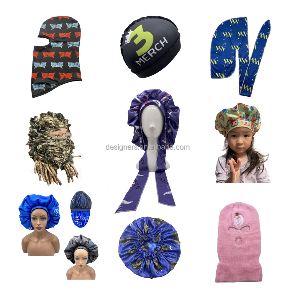 Custom logo spandex polyester headband headwrap head cap hair caution cap compression wave cap