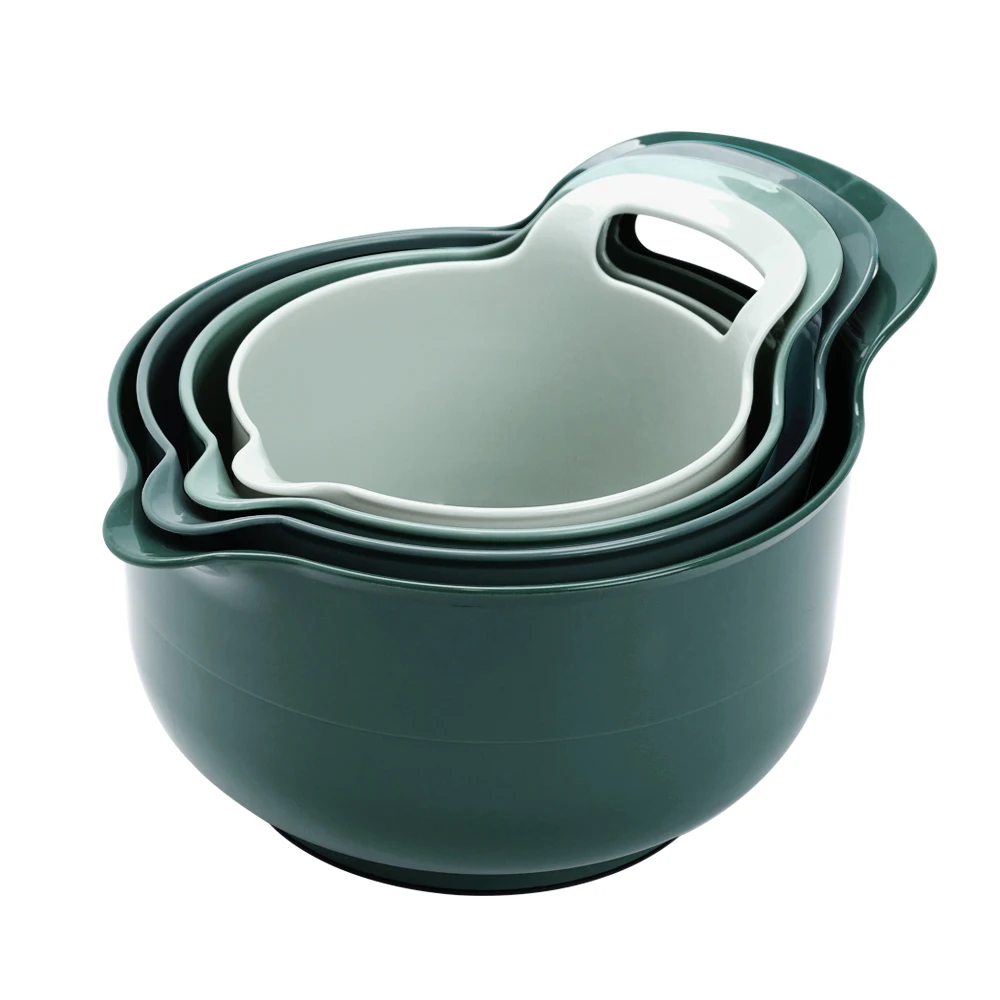 Eco Friendly Plastic Fruit Soup Mixing Salad Bowl with Handle & Pouring Spout