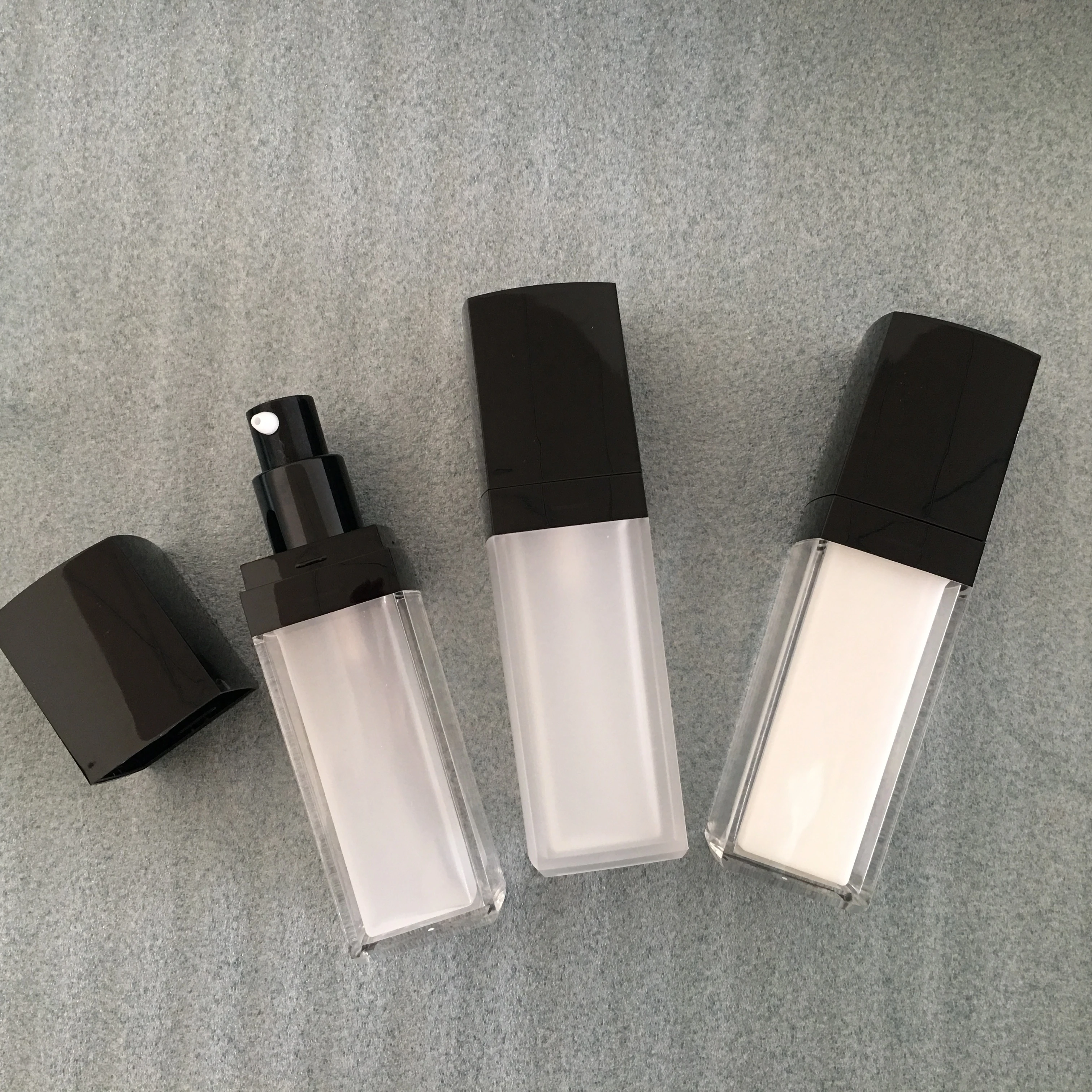 cosmetic packaging square acrylic pump spray lotion bottle and cream jar double wall plastic set