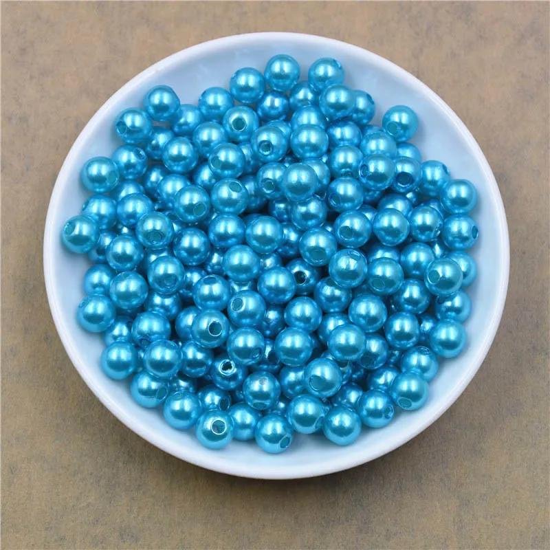 Yellow ABS With Hole Imitation Pearls Round Glue on Loose Beads Garment Handmade DIY for Jewelry Making Accessories