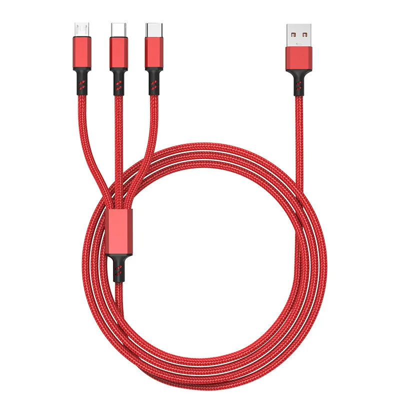 High quality 3 in 1 5a fast charging cables usb charging cable usb nylon data cable wires for all cell phones