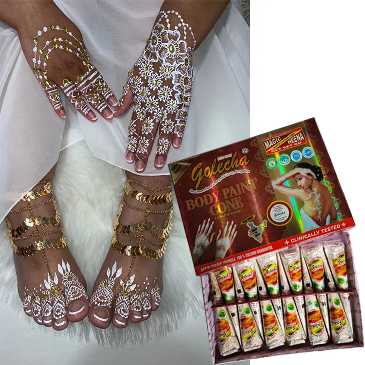 Natural 6 Colors Indian Zenia Henna Paste Cones Temporary Tattoo Body Art Mehandi Ink