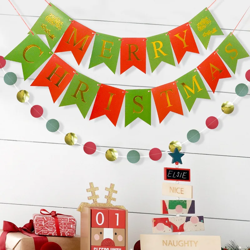 Wholesale Christmas Festival Banners Pull Hang Flags For Christmas Holiday Party Decorations Banners