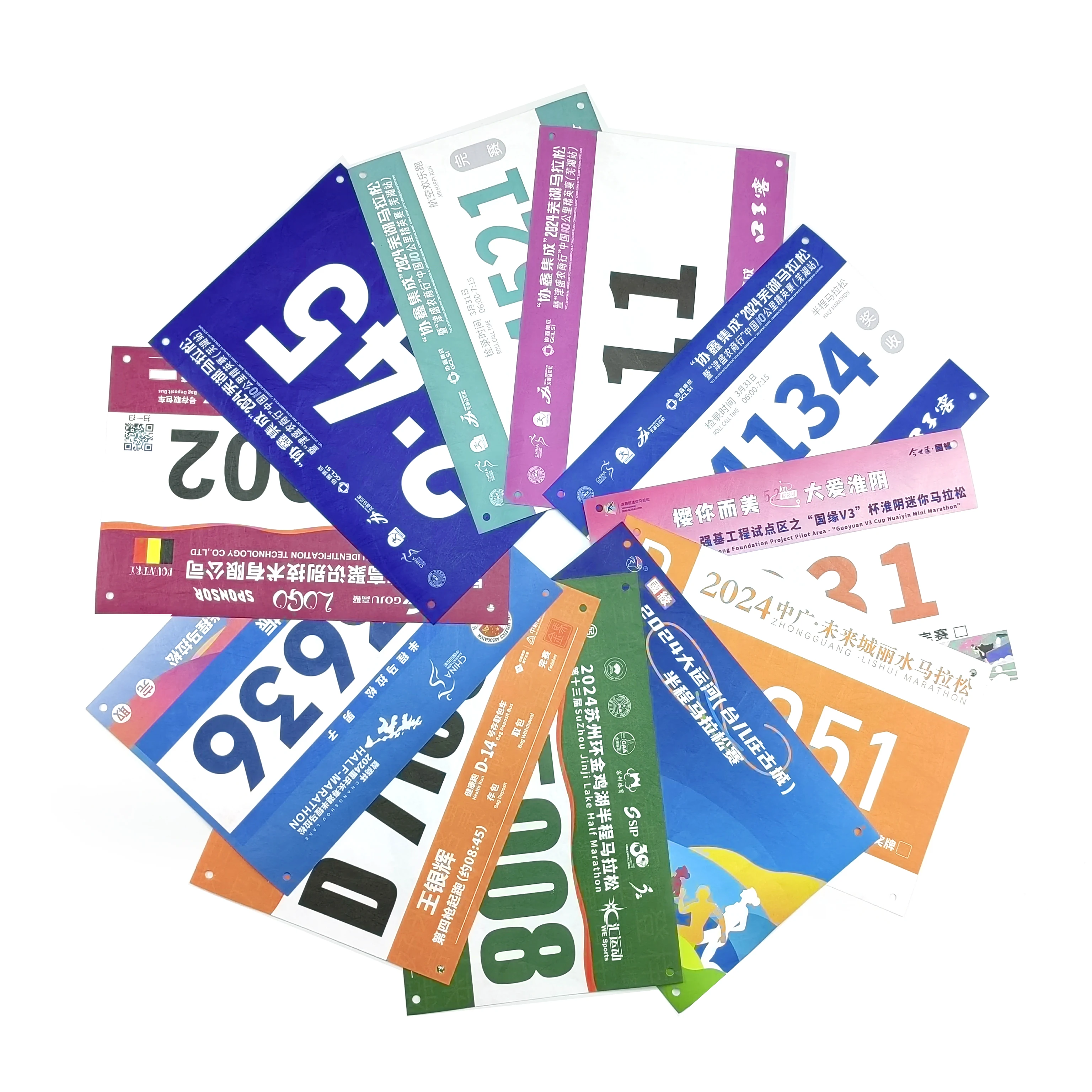 Hot New Customized Running Bibs Full Color Printing Tyvek Paper Running Numbers Waterproof Paper Running Bibs for Marathons