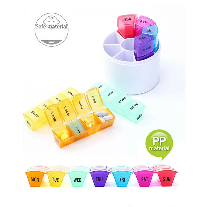 New Portable Plastic Weekly Round Shape 28 Cases Pill Storage Box Medication Dispenser