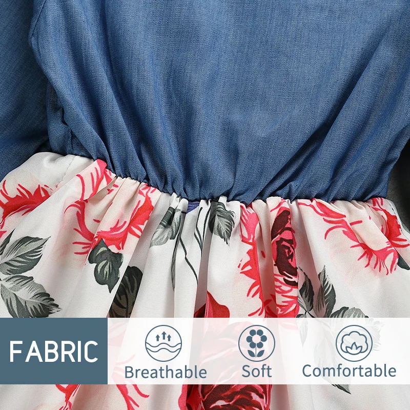 Wholesale Europe Girls Floral Dress Children Vintage Dress for Autumn Kid Dress