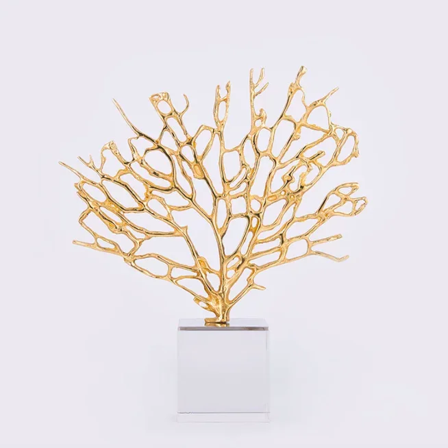 High quality  alloy natural stone golden coral  wholesale decoration items home decor