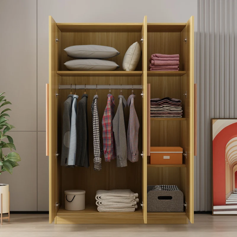 Modern minimalist large wardrobe home bedroom open door wardrobe light luxury glass door wardrobe