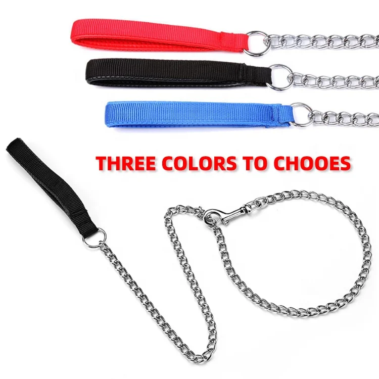 Luxury Easy Use Outdoor Steel Twist Link Tie Out Heavy Duty Pet Lead Pet Dog Chain Leash With Foam Handle