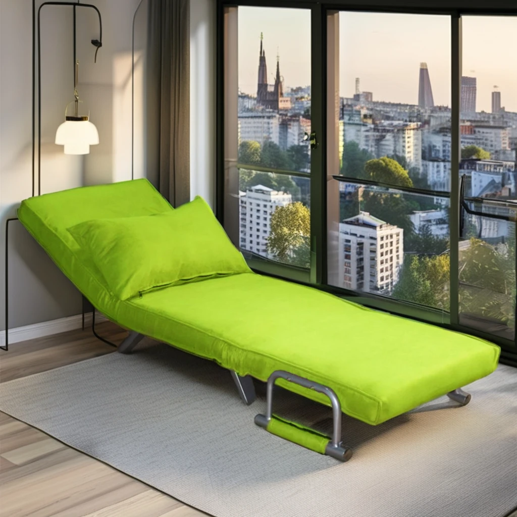 Modern Single Arm Chair for Living Room Full Metal Structure Sofa Bed with Foam Recliner & Sleeper Features Single Seat Couch