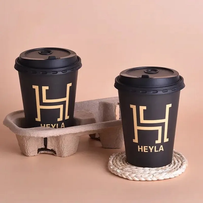 Factory Customize 8oz/12oz/16oz black hot drink paper cup single wall disposable paper coffee to go cup with Lid