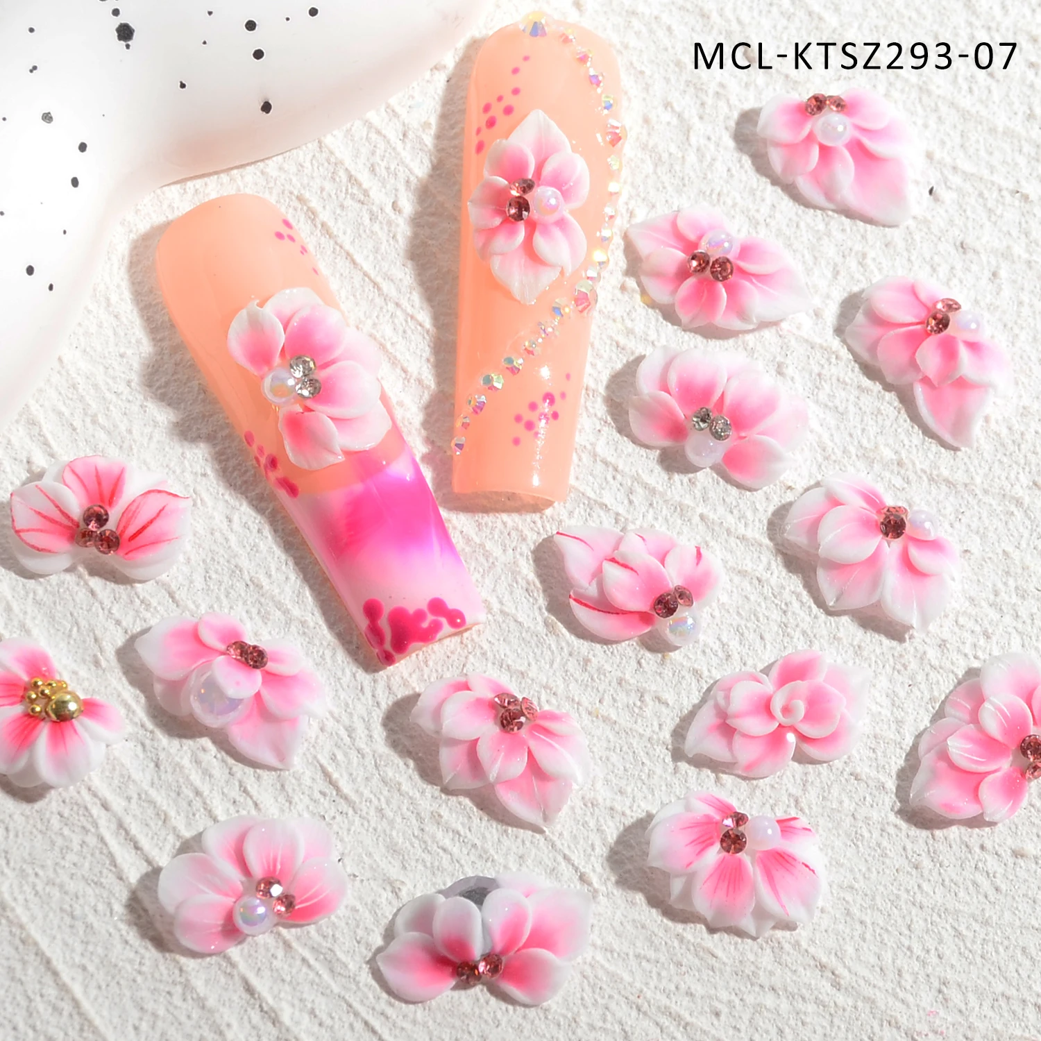 30PCS/kit Pink Series Kawaii Handmade Nail Art Resin Flower Charms 3D Design Nail Acrylic Flowers Acrylic flower