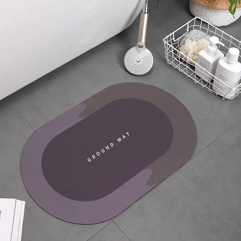 Fashion Style Rubber bottom Anti slip bath mat Super Absorbent Quick dry Diatomite Bath Mat