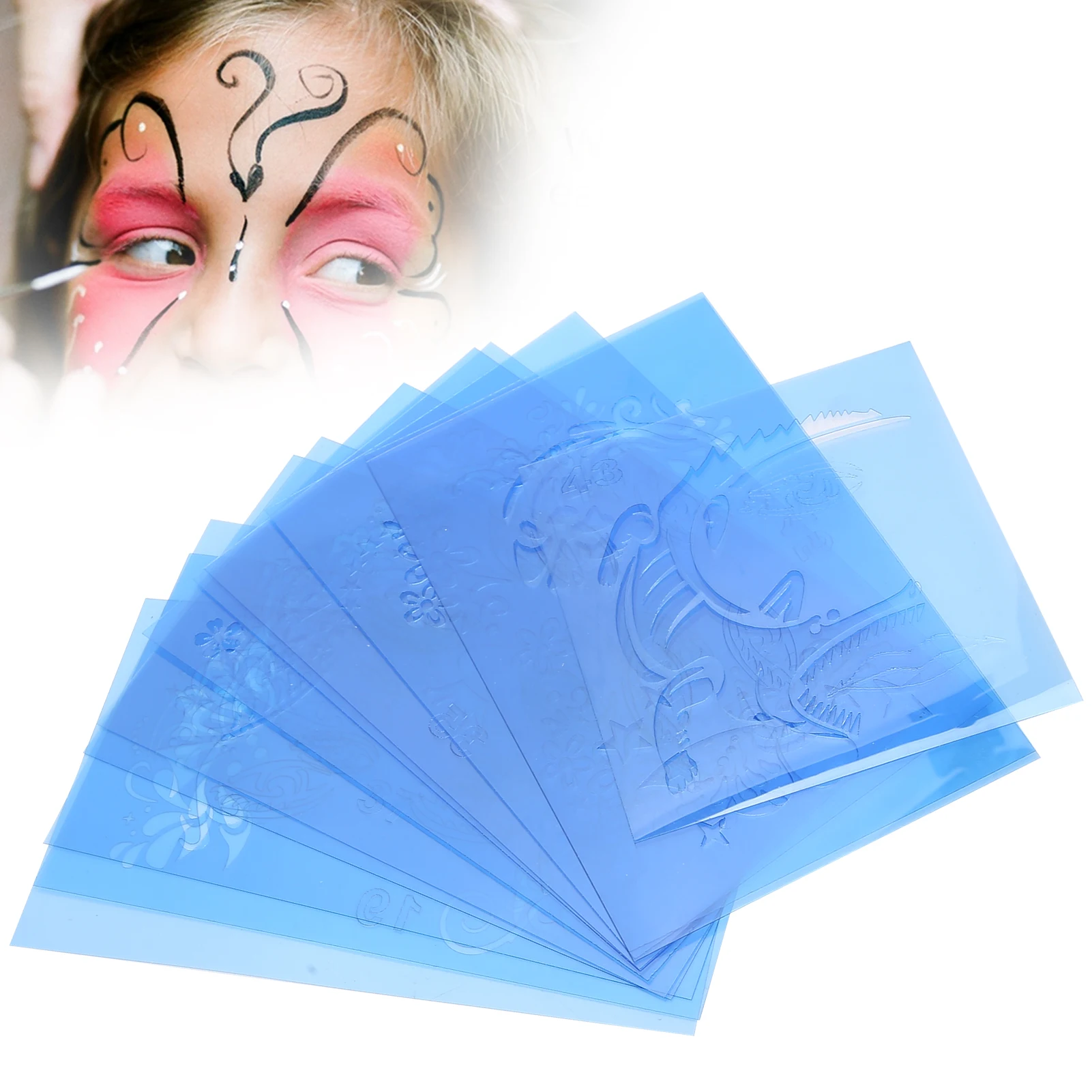 Reusable PET Face Painting Template Stencils for Halloween Christmas Party Face Eye Body Tattoo DIY Design Paint Makeup