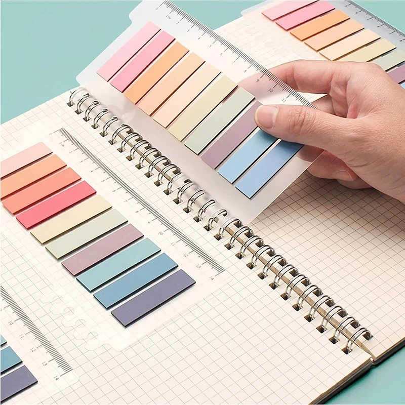 PET Transparent Sticky Notes Set with Ruler Waterproof Index Tabs Page Markers School Office Stationery Supplies
