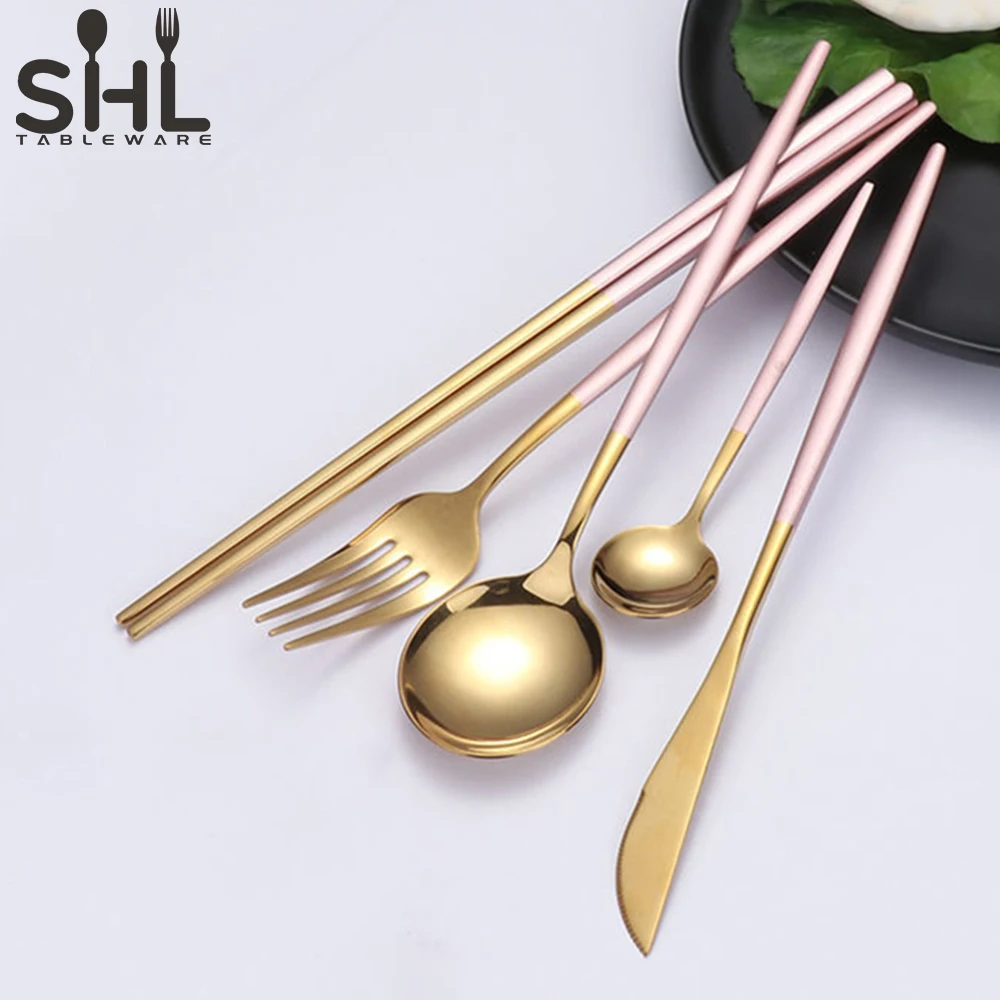 Modern wedding events banquet cutleri stainless steel matt black cutlery set