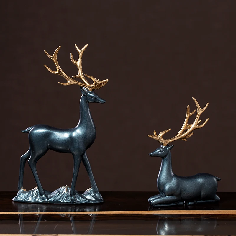 Креативный Сделай Сам Олень Смола украшение для дома гостиной лазерная резка диван фон геометрический олень металлические настенные украшения