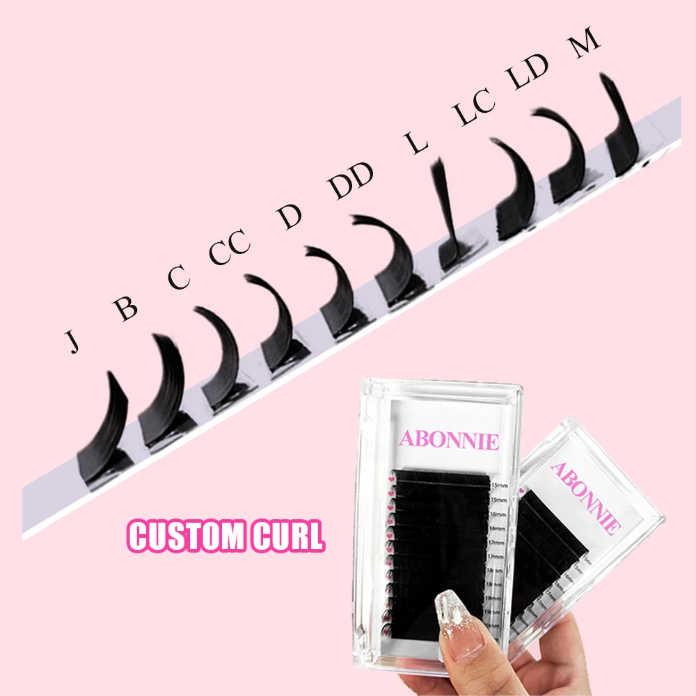Abonnie 0.03 0.05 Individual Lash Extension Wholesale Stable Curl PBT Fiber Cashmere Lash Extension Matte Black Eyelash Trays