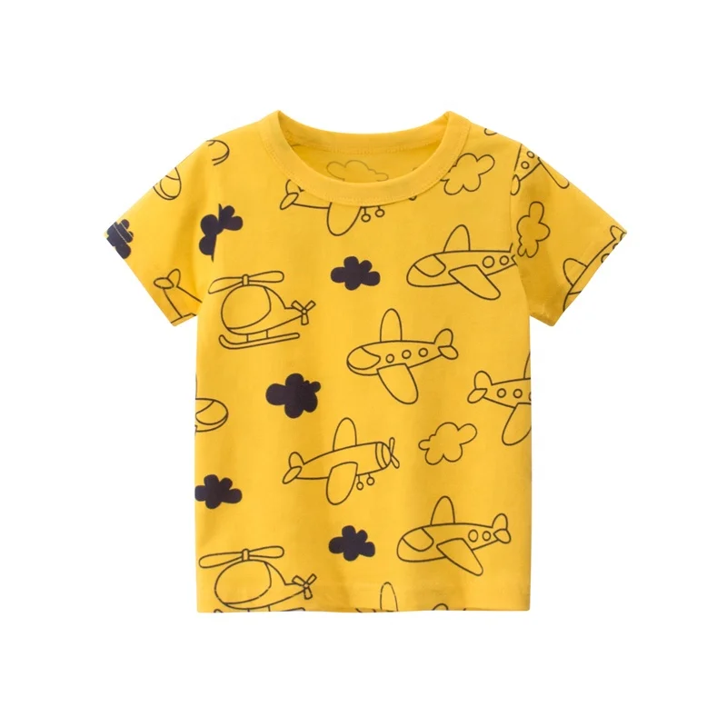 
ChengXi white tshirt cute style boys kids tshirt active boy short-sleeved letter print cute cartoon plane print shirt 