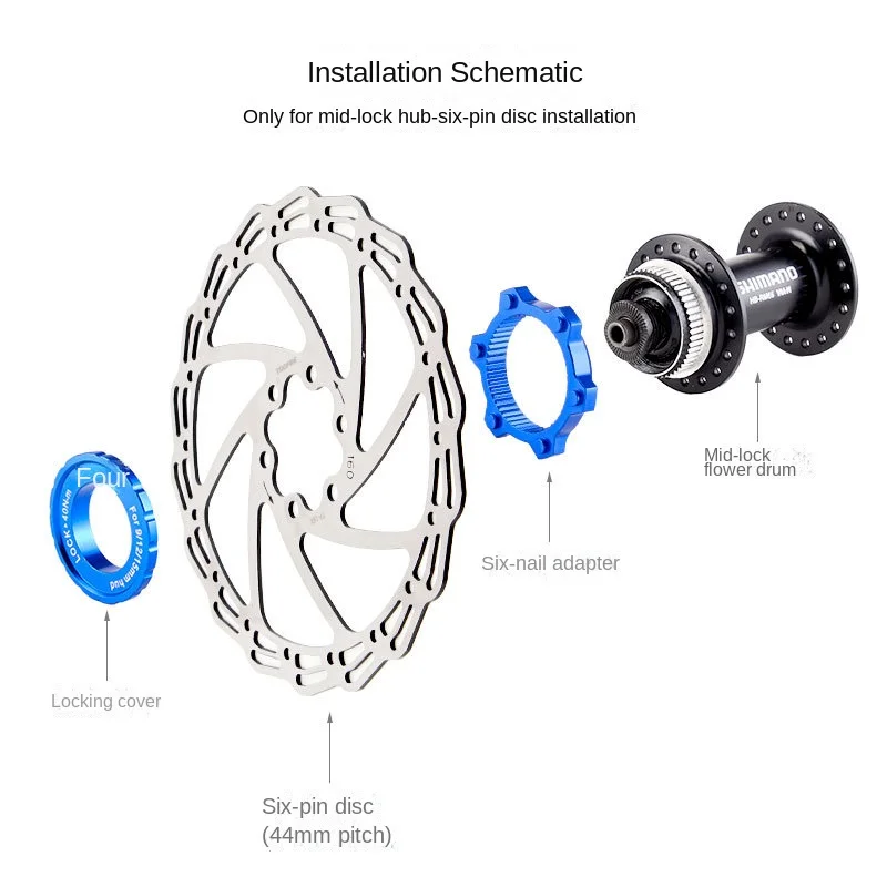 Mountain bike disc brake 6-Hole adapter aluminum alloy bicycle mtb rotor adapter with BB wrench