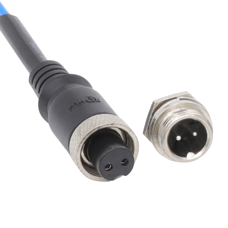 M12 2 Pin to 6 Pin Male/Female Metal Aviation Connector Plug