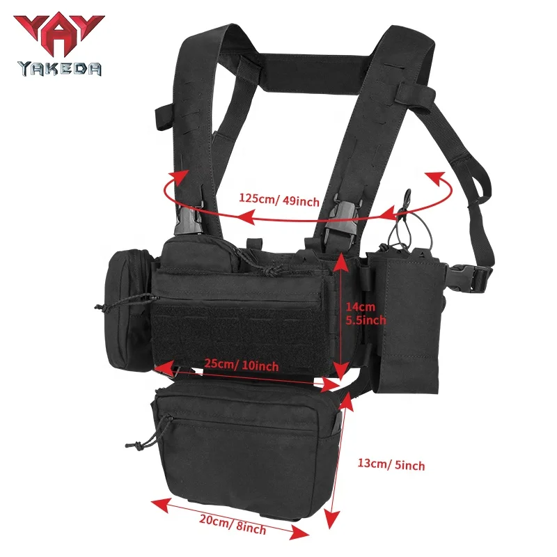 YAKEDA Tactical Chest Rig Modular Load Bearing Patrol Belt With Harness and Pouches Tactico Gear Tactical Chest Vest