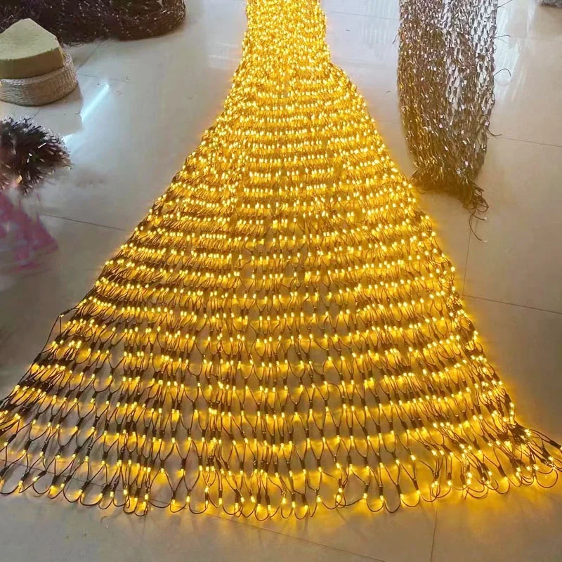 IP65 теплый белый 3000 К 220 В светодиодная гирлянда сетка уличная Рождественская свадьба украшение потолочная сетка на заказ