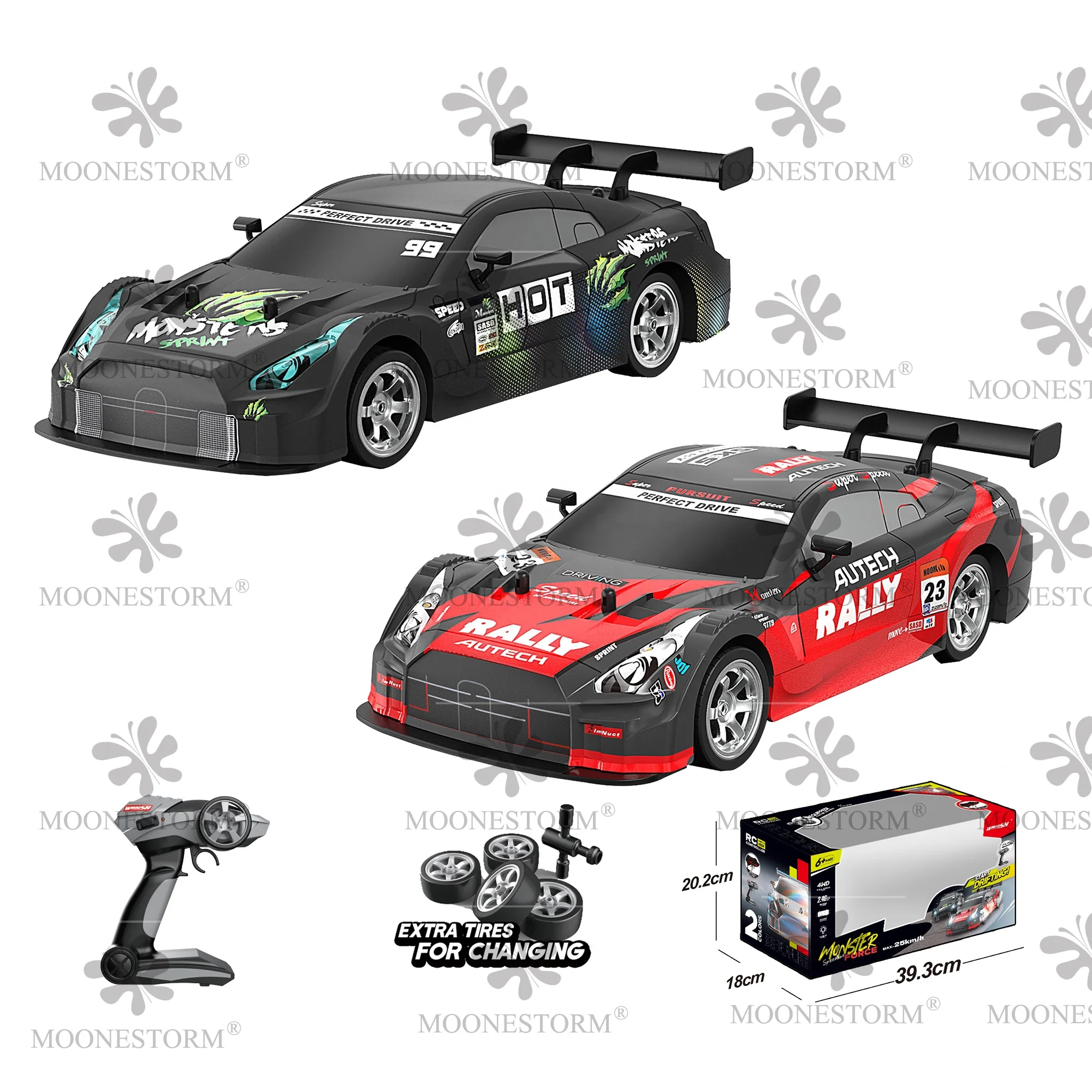 1/16 2.4GHz Sport Racing 4WD RC Car Off Road Vehicle Toy with Head & Rear Lights High Speed Remote Control RC Drift Cars