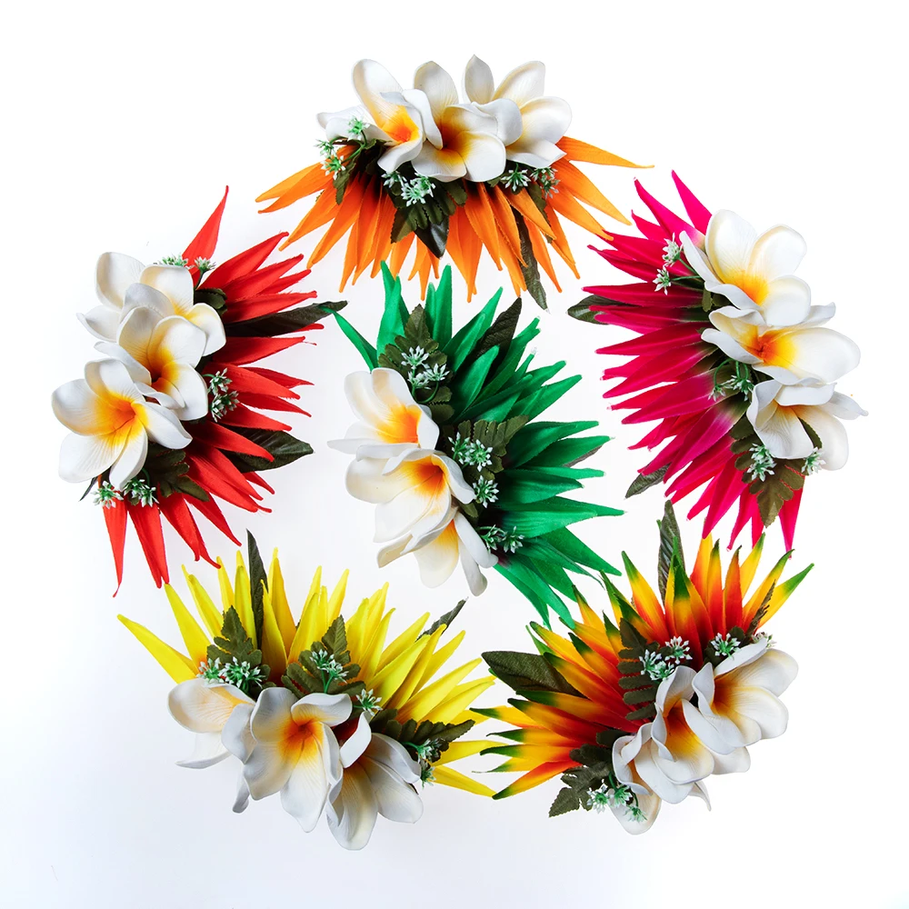 Hot Sales KN-hc004m Artificial Silk Bird Paradise Hawaiian Foam Plumeria Flower Hair Clip Decorative Hairpin Fashion Hairpieces