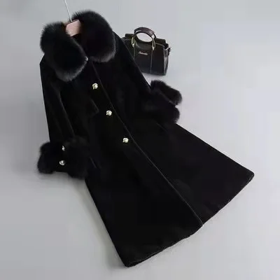 New Design Shearling Coat Women Long Style Winter Warm Sheepskin Shearling Coat Women