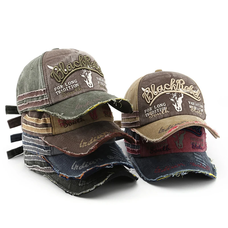 High Quality Unstructured Baseball Caps Custom Embroidery Logo Washed Vintage Distressed Cap 5 Panel Baseball Cap