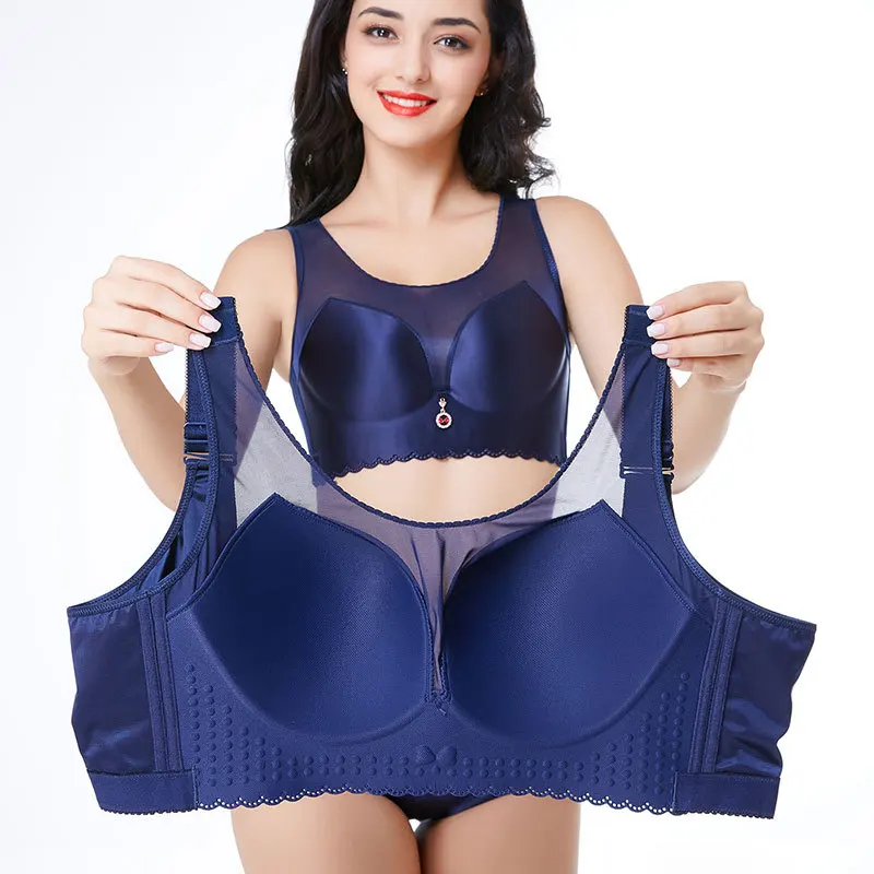 ZOYIAME Wireless Deep Cup Bra Hide Back Fat Big Boobs Push Up Support Seamless Bras Large Breast Full 48 Plus Size Bra for Women