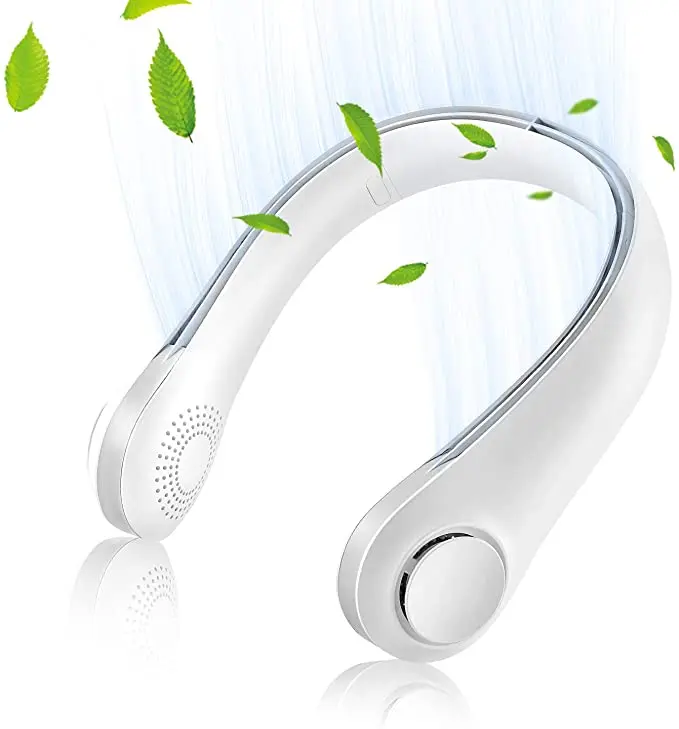 2022 Custom Logo Portable Leafless Hanging Neck Fan 360 Degree Lazy Neckband Fan Rechargeable Neck Bladeless fan
