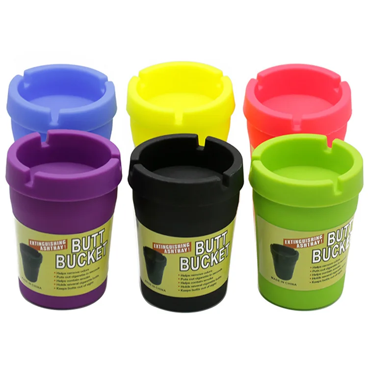 UKETA wholesale display box packaging butt bucket ashtray smell proof smokeless plastic car ashtray with lid