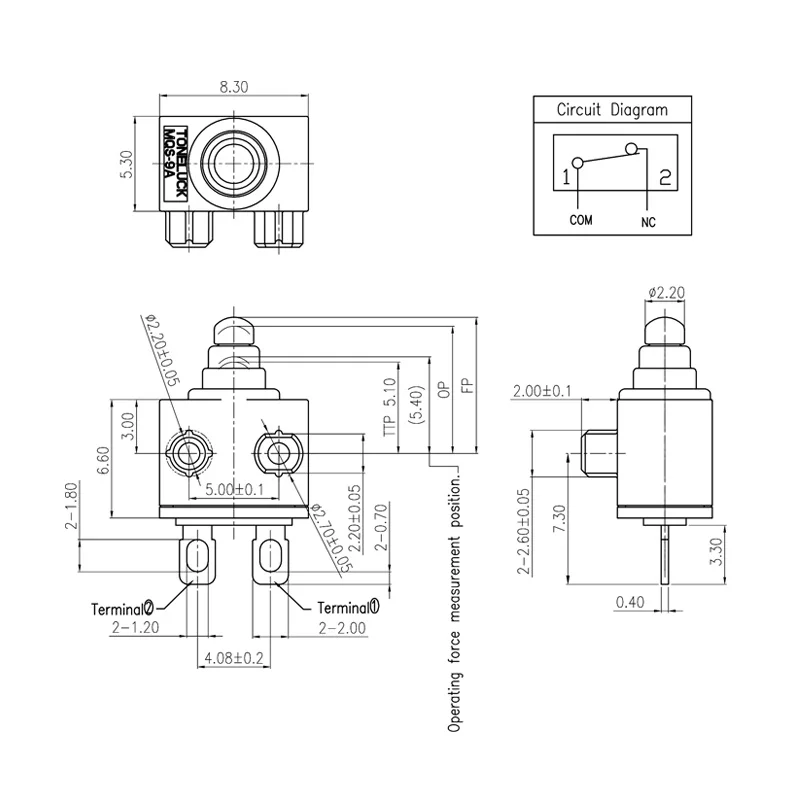 TONELUCK MQS-9A Series 40T85 Waterproof Micro Switch Power Tool Small Switch