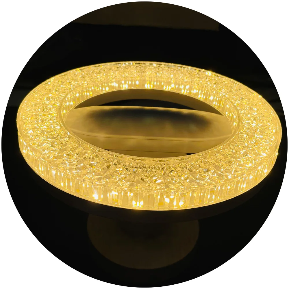 18w 24w 18cm 24cm round shape ring ceingling light E27 crystal aurora circular cover diffuser led panel light