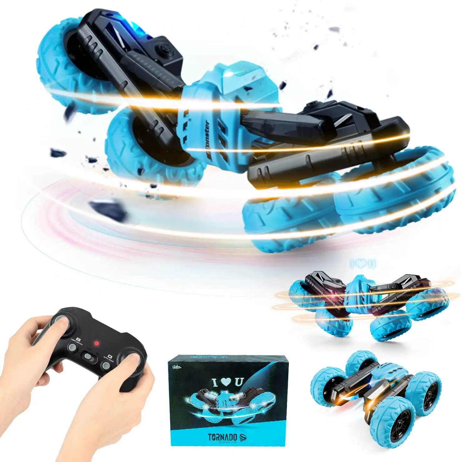 Remote Control Stunt Car Double Sided Swing Arm 4WD RC Stunt Monster Truck Car 360 Degree Flips Rotating RC Dance Car