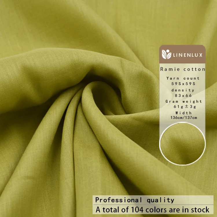 Wholesale customized woven summer comfortable breathable gauze 50% ramie 50% cotton yarn ramie/cotton fabric for dresses