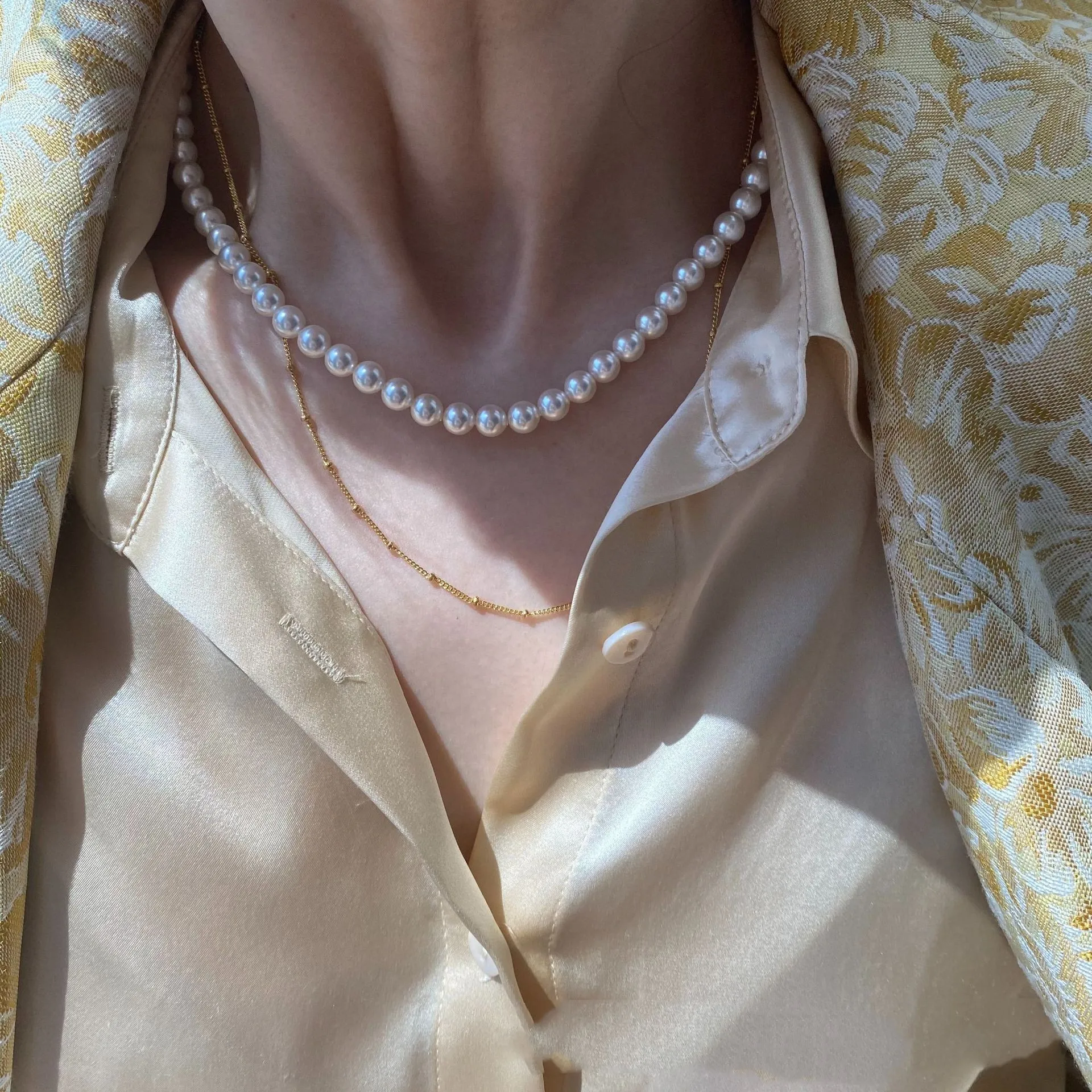 Vintage Crystal Freshwater 6mm 8mm Pearl Choker Necklace Real Pearl Necklace Women